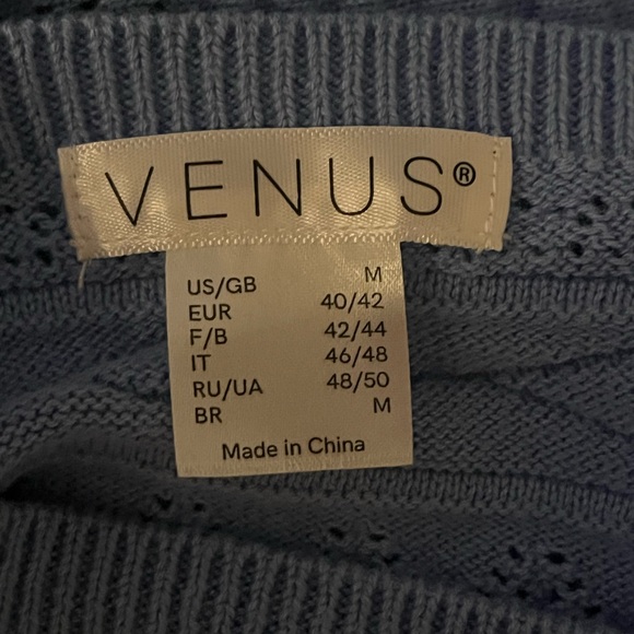 VENUS Short Sleeve Knit Sweater V-Neck / V-Back | Carolina Tarheel Blue! | M - Picture 4 of 8